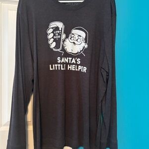 Life Is Good Mens Santa's Little Helper Long Sleeve Tee - Dark Gray